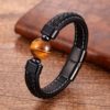 Pulseira Couro Genuíno com Pedra Natural