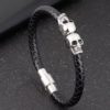 Bracelete de Couro Genuíno e Caveira de Aço Inoxidável - Image 3