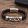 Pulseira de Couro Genuíno e Aço Inoxidável. - Image 3