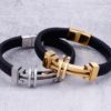 Pulseira de Couro Legitimo com Cruz de Aço Inoxidável. - Image 3