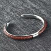 Bracelete de Aço Inoxidável com Couro Genuíno - Image 5