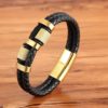 Pulseiras de Couro Genuíno de Aço Inoxidável