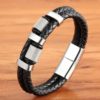 Pulseiras de Couro Genuíno de Aço Inoxidável - Image 3