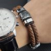 Pulseiras de Couro Duplo Genuíno e Aço Inoxidável - Image 2