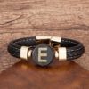 Pulseira de Couro Genuíno com Pedra Natural, Letra Inicial de Zircônia e Aço Inoxidável. - Image 6