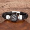 Pulseira de Couro Genuíno com Pedra Natural, Letra Inicial de Zircônia e Aço Inoxidável. - Image 5