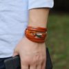 Pulseira Envoltório de Couro Genuíno