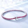 Pulseira Riviera de Prata 925 Cravejada de Pedra Rubi