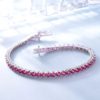 Pulseira Riviera de Prata 925 Cravejada de Pedra Rubi - Image 2